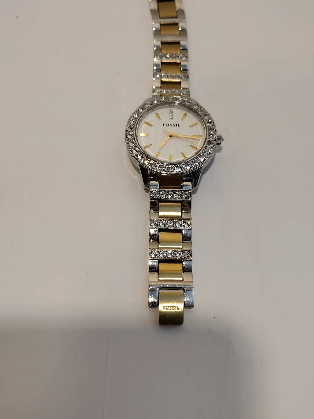 Fossil Women's Two-Tone Crystal Bezel Watch in Gold and Silver